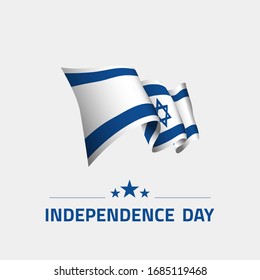 Waving flag of Israel for independence day greeting card, banner and social media isolated on white background vector illustration EPS 10