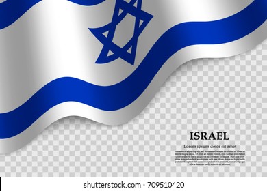 waving flag of Israel on transparent background. Template for independence day. vector illustration