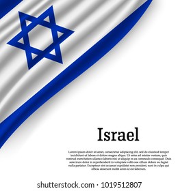 waving flag of Israel on white background. Template for independence day. vector illustration