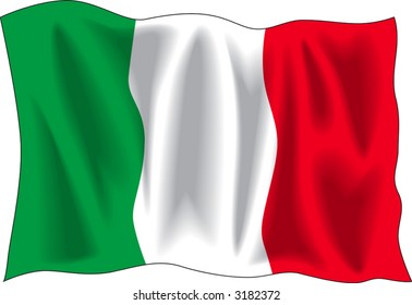 Waving flag of Italian isolated on white