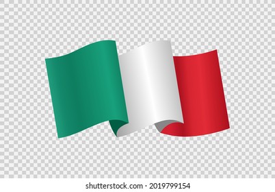 Bandera onduladora de Italia aislada en fondo png o transparente,Símbolo de Italia,plantilla para banner,tarjeta,publicidad ,promoción, ilustración vectorial top oro medalla de oro país ganador