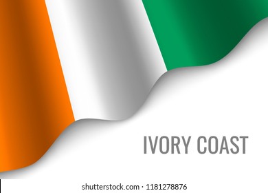 waving flag of Ivory Coast with copyspace. Template for brochure. vector illustration