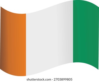 Bandera ondeante de Costa de Marfil, con franjas de Vertical de color naranja, blanco y verde, que simbolizan la independencia y la identidad de la nación.