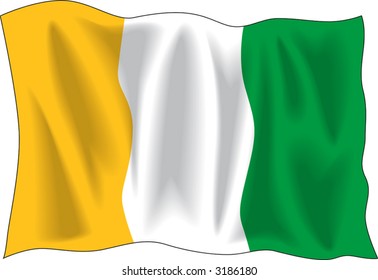 Waving flag of Ivory Coast isolated on white