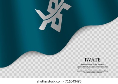 waving flag of Iwate is a prefecture of Japan on transparent background. Template for banner or poster. vector illustration
