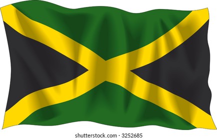 Waving flag of Jamaica isolated on white