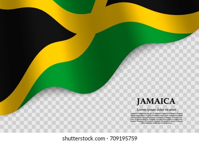 waving flag of Jamaica on transparent background. Template for independence day. vector illustration