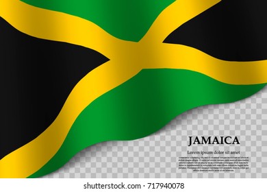 waving flag of Jamaica on transparent background. Template for independence day. vector illustration