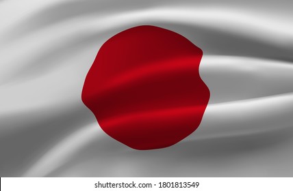 Waving flag of the Japan. Waving Japan flag