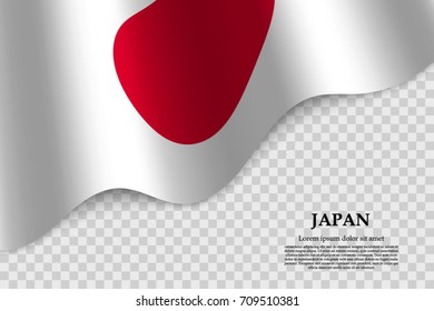 waving flag of Japan on transparent background. Template for independence day. vector illustration