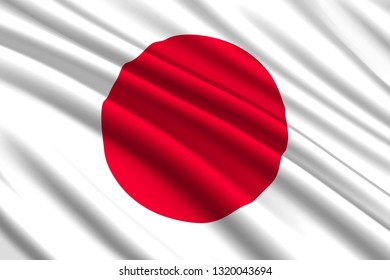 waving flag of Japan. Vector illustration