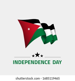 Waving flag of Jordan for independence day greeting card, banner and social media isolated on white background vector illustration EPS 10