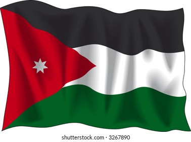 Bandera onduladora de Jordania aislada en blanco
