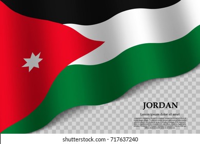 waving flag of Jordan on transparent background. Template for independence day. vector illustration