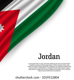 waving flag of Jordan on white background. Template for independence day. vector illustration