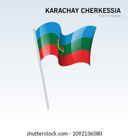 Waving flag of Karachay-Cherkessia