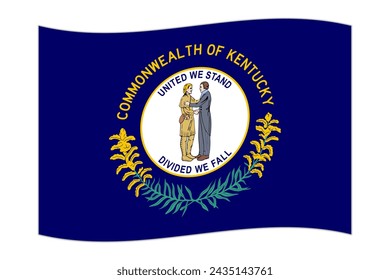 Waving flag of the Kentucky state. Vector illustration.