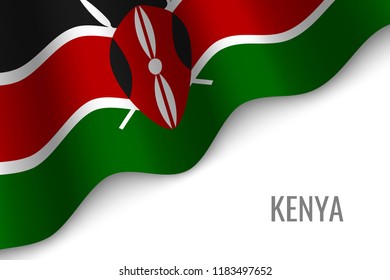 waving flag of Kenya with copyspace. Template for brochure. vector illustration