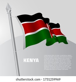 Waving Fahne von Kenya auf Flagpol.
Vorlage für die Unabhängigkeit Tag Poster Design.
Vektor-Abbildung EPS 10