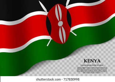 waving flag of Kenya on transparent background. Template for independence day. vector illustration