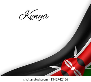 waving flag of Kenya on white background. Template for independence day. vector illustration