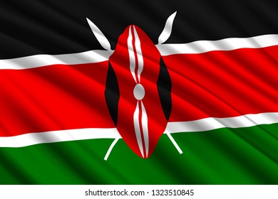 waving flag of Kenya. Vector illustration