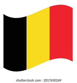 Waving Flag The Kingdom of Belgium. Vector. Accurate dimensions, elements proportions and colors