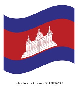 Waving Flag Königreich Kambodscha. Vektorgrafik. Genaue Abmessungen, Elemente und Farben