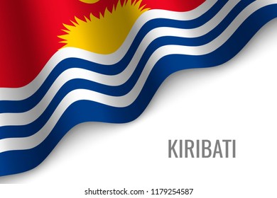 waving flag of Kiribati with copyspace. Template for brochure. vector illustration