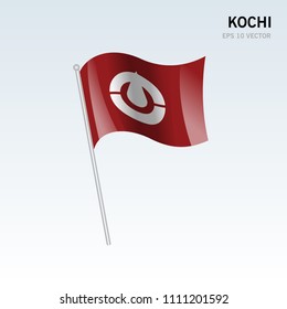 Waving flag of Kochi prefectures of Japan isolated on gray background