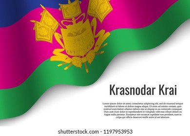 waving flag of Krasnodar Krai is a region of Russia on transparent background. Template for banner or poster. vector illustration