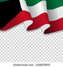 waving flag of Kuwait. illustration of wavy Kuwait Flag for Independence Day. Kuwait Flag Flowing. Kuwait flag on transparent background 