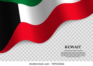 waving flag of Kuwait on transparent background. Template for independence day. vector illustration