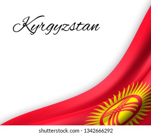 waving flag of Kyrgyzstan on white background. Template for independence day. vector illustration