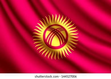 Waving flag of Kyrgyzstan, vector