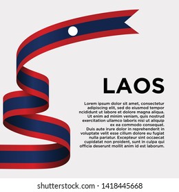waving flag of Laos on white background. Template for independence day. vector illustration - Vector