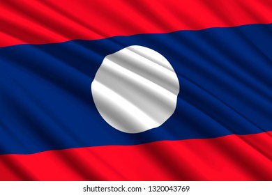 waving flag of Laos. Vector illustration
