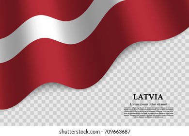 waving flag of Latvia on transparent background. Template for independence day. vector illustration