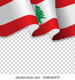 Waving flag of Lebanon. illustration of wavy Lebanon Flag for National Day. Lebanon Flag Flowing. Lebanon flag on transparent background 