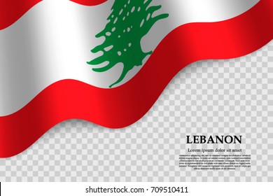 waving flag of Lebanon on transparent background. Template for independence day. vector illustration