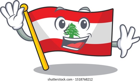 Waving flag lebanon raised above mascot pole