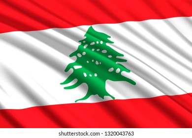 waving flag of Lebanon. Vector illustration