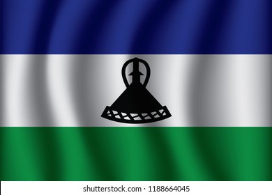 Waving  Flag of Lesotho. Lesotho Icon vector illustration eps10.