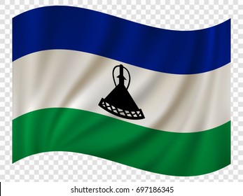 Waving Flag of Lesotho. Vector illustration