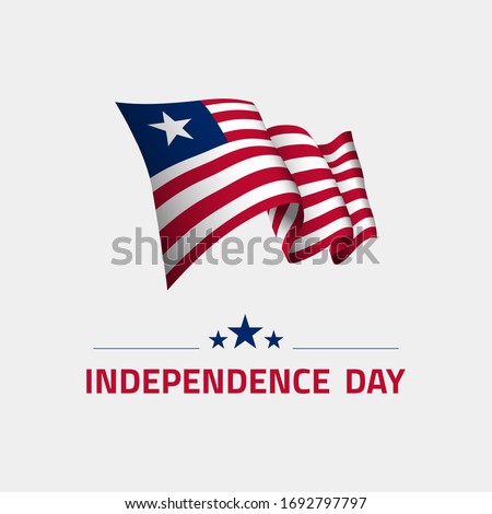 Waving flag of Liberia for independence day greeting card, banner and social media isolated on white background vector illustration EPS 10