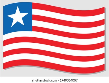 Bandera ondulante del gráfico vectorial de Liberia. Ilustración de la bandera de Liberia ondeando. La bandera de Liberia ondeando en el viento es un símbolo de libertad e independencia.