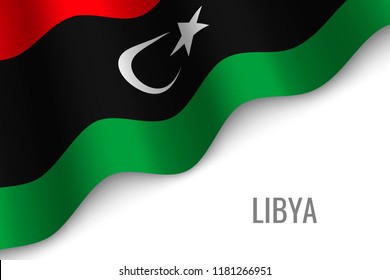 waving flag of Libya with copyspace. Template for brochure. vector illustration