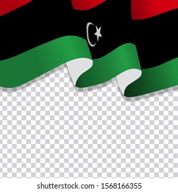 Waving flag of Libya. illustration of wavy Libya Flag for National Day. Libya Flag Flowing. Libya flag on transparent background 
