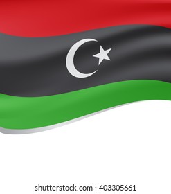 Waving flag of Libyan Republic isolated on white background