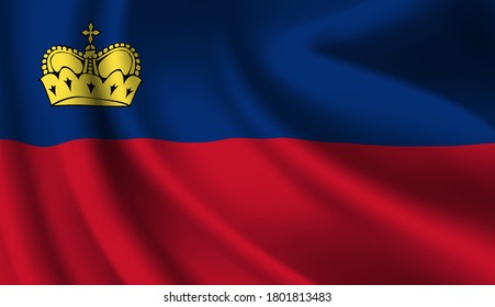 Waving flag of the Liechtenstein. Waving Liechtenstein flag